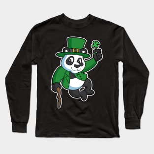 St Patricks Day Lucky Irish Panda Bear Long Sleeve T-Shirt